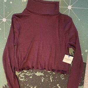 NWT plum turtleneck crop top